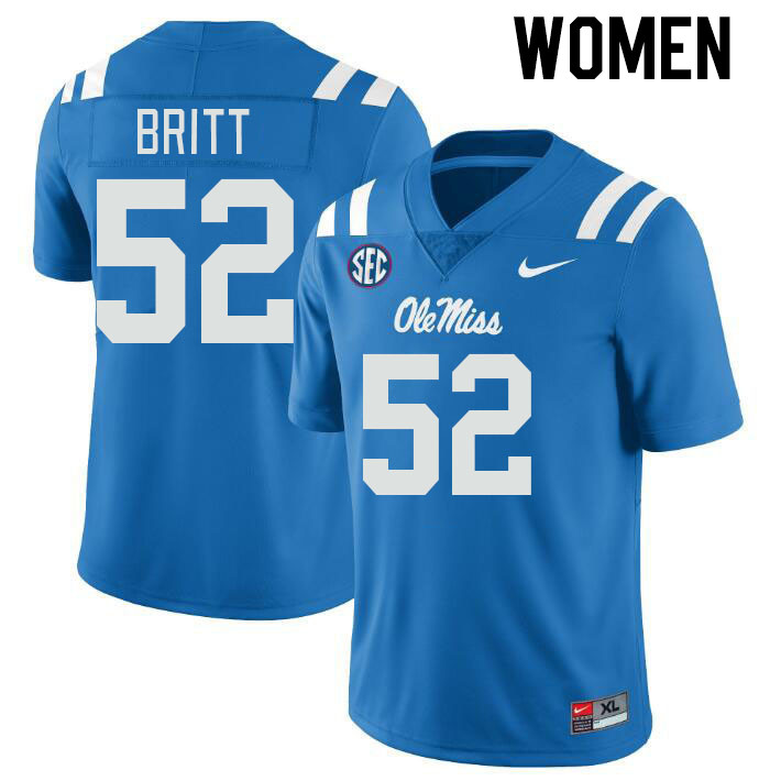 Women #52 Christian Britt Ole Miss Rebels College Football Jerseyes Stitched Sale-Powder Blue